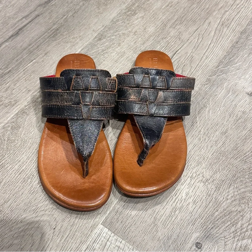 BED STU yoli black lux leather sandals size 6